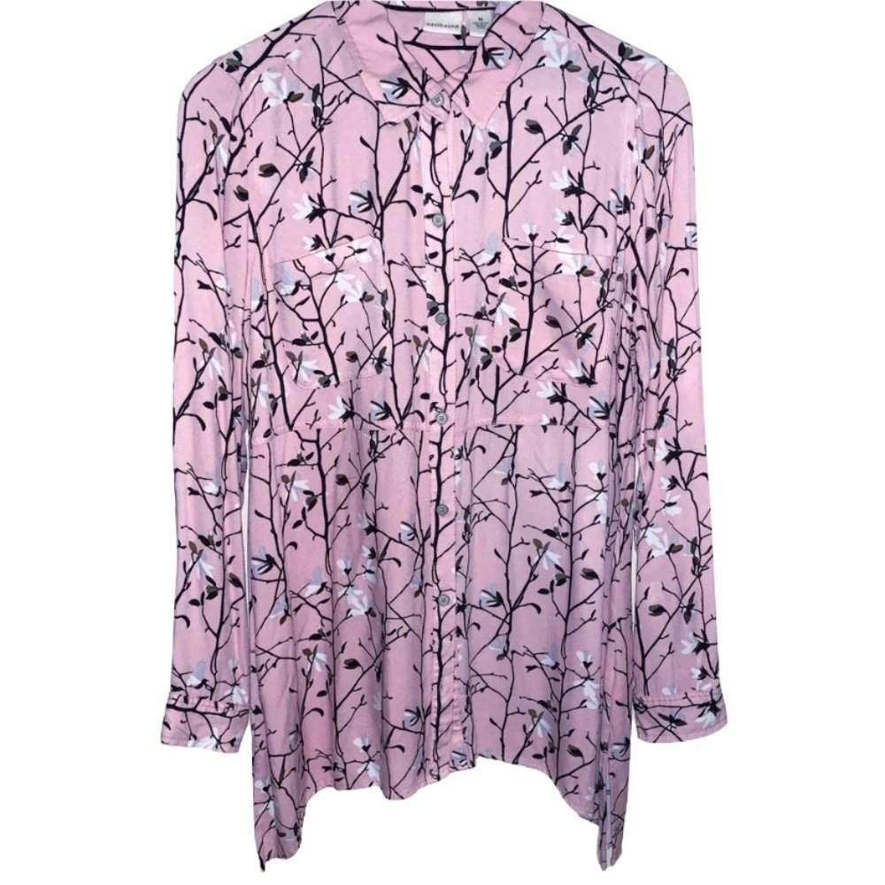 EUC Westbound Pink Flowered Button Down Blouse